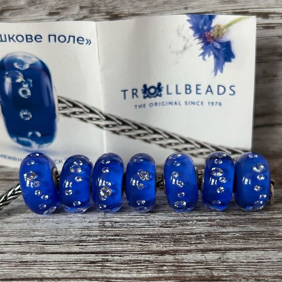 TROLLBEADS Ukraine Diamond Blue Cornflower Meadow #4 LAA 925S NEW! Only 1k Made! - Picture 1 of 10